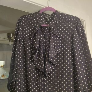 George Navy Blouse with White Pattern